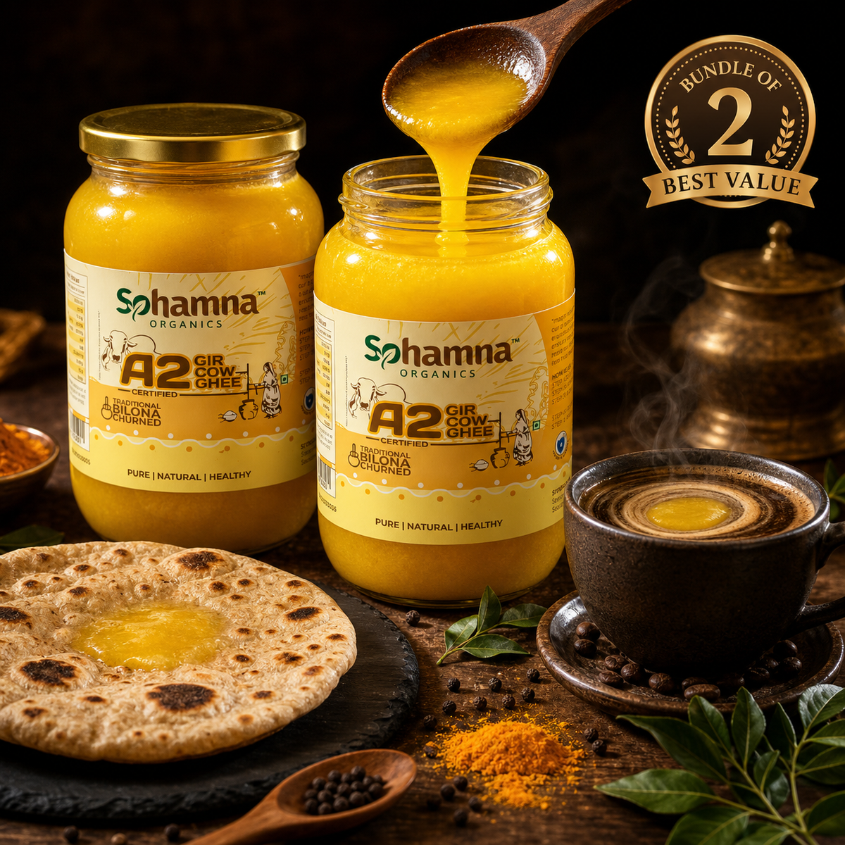 A2 Gir Cow Bilona Ghee Combo Pack – 2 Jars